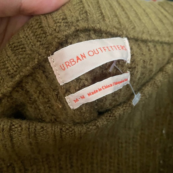 Urban Outfitters Cropped Long Balloon Sleeve Knit Sweater Green Size Medium - Picture 4 of 5